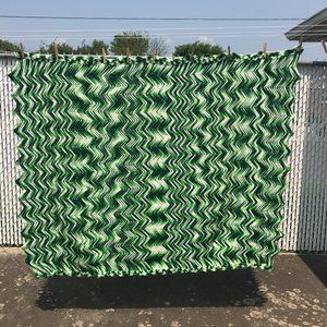 Vintage variegated Green Chevron Afghan Retro Throw Crochet Grandma 1970's